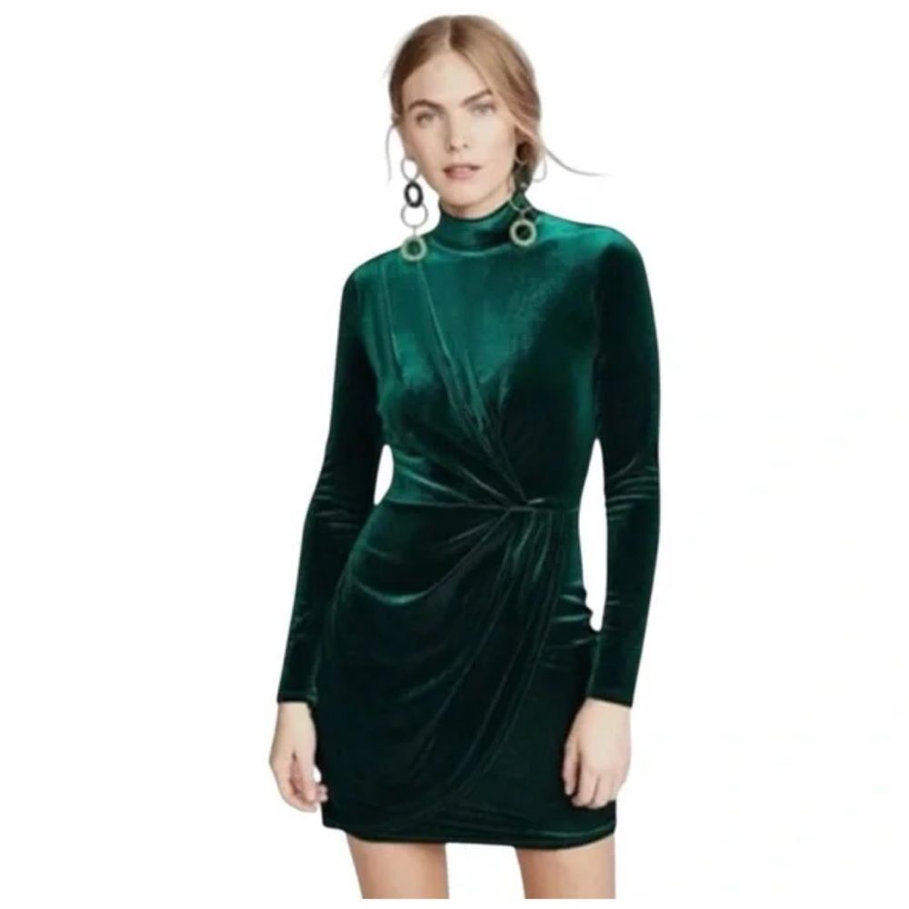 Black Halo Briar Emerald Green Velvet Mini Dress